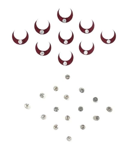 KULIA® Chand Bindi runde Punkte Kristallstein Stirn-Tikka-Tattoo-Aufkleber 8 Pakete Bindi für Frauen Tikka-Stein Bindi Tikka Bollywood-Party kleine Größe Hochzeits-Bindi Modeschmuck Gesichtsjuwelen von KULIA