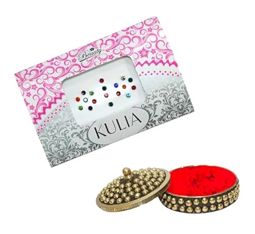 KULIA® Damen-Bindi runde Punkte Tattoo-Aufkleber Hochzeits-Tikka 6 Pakete rundes Bindi Braut-Accessoires Bindi-Aufkleber für den täglichen Gebrauch Kristallstein-Bindi Bollywood-Party-Bindi von KULIA