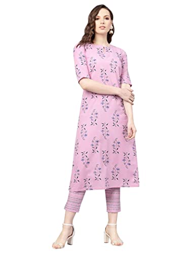 KULIA® Designer-Kurti mit Hose Anzug-Set indische traditionelle Partykleidung Kurtis-Set indische Damen-Accessoires besticktes Kurta Freizeitkleidung bedrucktes Kleid Kurti für Mädchen Geschenke von KULIA
