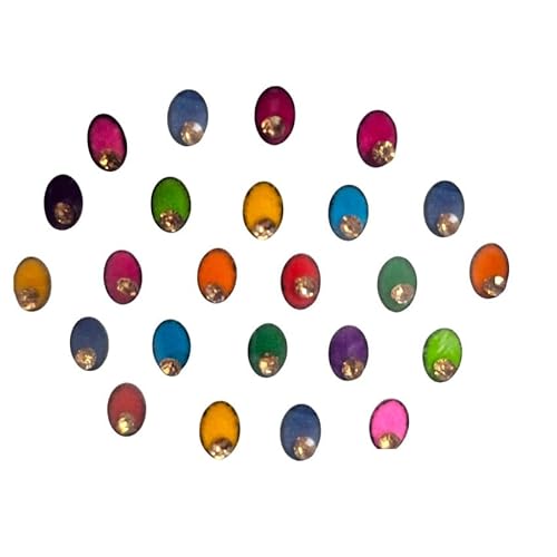 KULIA® Frauen Bindi Tattoos Aufkleber Mix Größe Ovale Form Bindi Gesichtsedelsteine ​​10 Pakete Täglicher Gebrauch Bindi Stirn Aufkleber Bollywood Tikka Party Indisch Ethnisch Rund Bindi Modeschmuck von KULIA