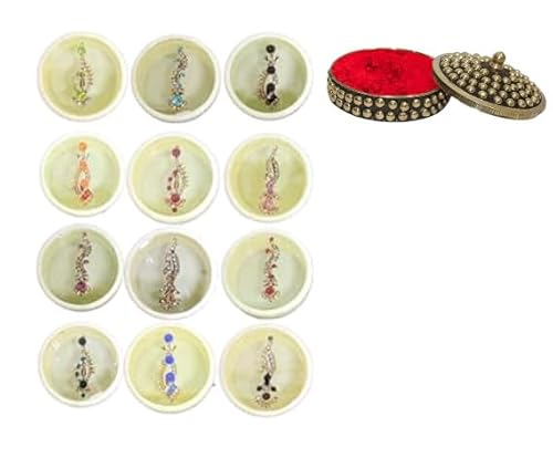 KULIA® Indische Bindi-Tattoo-Aufkleber Stirn-Tikka runde Bindi-Aufkleber für das Gesicht mehrere Bindi-Punkte Bollywood-Party indische Hochzeit ethnischer Tikka Modeschmuck für Frauen Bindi-Juwelen von KULIA