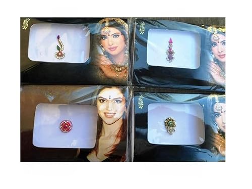 KULIA® Indische Bindi für Damen 6 Packungen runde Punkte Tattoo-Aufkleber Stirn Hochzeit Braut-Tikka Modeschmuck Stein-Bindi lange Aufkleber Bindi-Aufkleber in verschiedenen Größen Modeaufkleber von KULIA