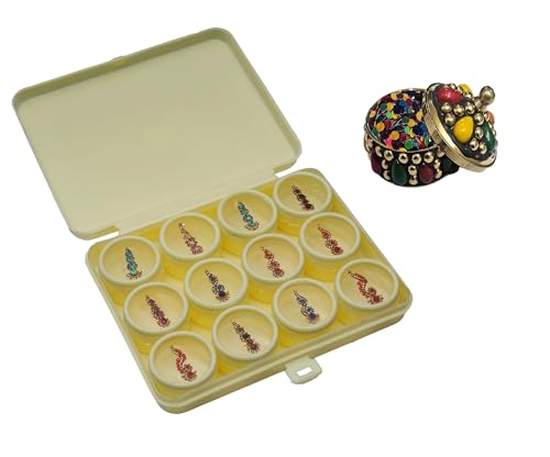 KULIA® Indisches Bindi Stirn Tikka Mehrfarbige Bindi Tattoos Aufkleber Frauen Braut Tikka Hochzeits Bindi Kleine Box Ein einzelnes Bindi Runde Punkte Bollywood Party Mix Größe Lange Bindi von KULIA