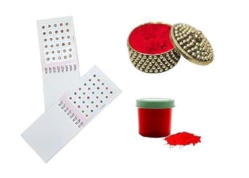 KULIA® Indisches Bindi Stirn Tikka Mehrfarbige Bindi Tattoos Aufkleber Frauen Braut Tikka Hochzeits Bindi Kleine Box Ein einzelnes Bindi Runde Punkte Bollywood Party Mix Größe Lange Bindi von KULIA