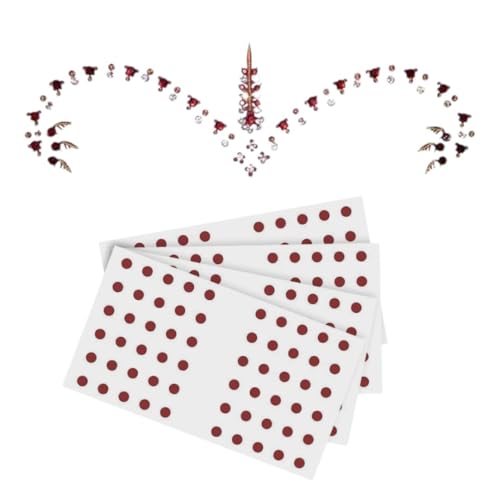 KULIA® Kastanienbraunes Bindi Tattoo-Aufkleber in verschiedenen Größen Gesichtsedelsteine Frauen-Tikka Braut-Bindi 5 Pakete täglicher Gebrauch Braut-Bindi-Aufkleber Bollywood-Tikka Party von KULIA