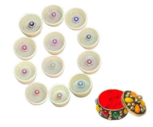 KULIA® Kristall Bindi Tattoos Aufkleber Stein Bindi Tattoos Aufkleber Mehrfarbiges Damen Bindi Stirn Tikka Mix Bindi 12 Stück Kleine Box Ethnisches Bindi Bollywood Party Mix Größe Kristall Stein von KULIA