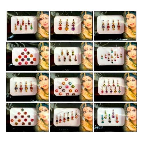 KULIA® Kristallstein-Bindi für die Stirn Tikka lange Form Designer-Bindi-Tattoos Aufkleber Braut-Bindi Damen Schönheitsprodukt Modeschmuck Gesichtssteine Nagelkunst Hochzeits-Bindi-Aufkleber von KULIA