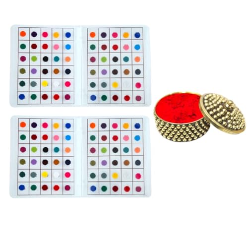 KULIA® Mehrere Bindi runde Punkte Damen-Tikka Tattoo-Aufkleber Modeschmuck Stirn-Tikka Bollywood-Party gemischte Größe Stirn-Bindi Damen-Tikka ethnisches rundes Kristall-Bindi 6 Pakete von KULIA