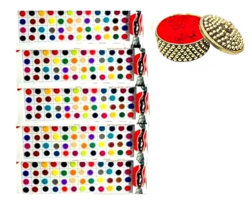 KULIA® Multi Bindi Runde Tattoos Aufkleber Hochzeit Tikka 6 Pakete Runde Bindi Brautaccessoires Bindi-Aufkleber für den täglichen Gebrauch Kristallstein Bindi Bollywood Party Bindi Gesichtsschmuck von KULIA