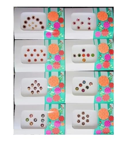 KULIA® Multi-Bindi-Stirntattoos Aufkleber Frauen Tikka 20 Pakete runde Punkte Bindi Braut-Accessoires täglicher Gebrauch Designer-Bindi Kristallstein-Bindi Bollywood-Party Bindi in verschiedenen von KULIA