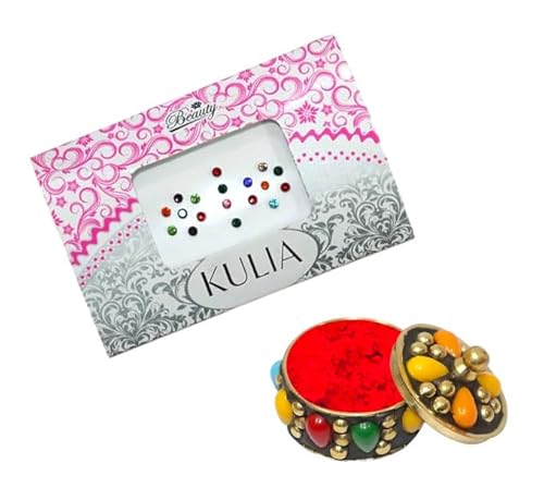 KULIA® Multi-Bindi runde Punkte Stirn-Tikka 6 Pakete rundes Bindi Braut-Accessoires Bindi-Aufkleber für den täglichen Gebrauch Kristallstein-Bindi Bollywood-Party-Bindi Modeschmuck Gesichtsschmuck von KULIA