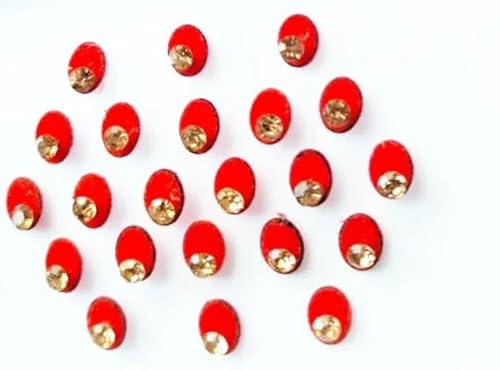 KULIA® Rote Bindi Ovale Form Punkte Tattoo-Aufkleber Frauen Tikka Mini-Punkte Stein Bindi 8 Pakete Stirnaufkleber Bollywood Tikka Party Stirn Bindi in gemischten Größen Braut Bindi Modeschmuck von KULIA