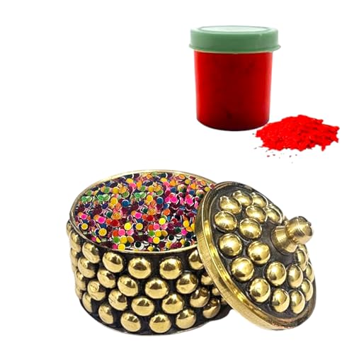 KULIA® Runde Bindi-Tattoo-Aufkleber Stirn-Tikka Bindi in kleiner Größe Braut-Accessoires Bindi-Aufkleber für den täglichen Gebrauch rote Sindoor-Box Bollywood-Party Bindi für Frauen Modeschmuck von KULIA