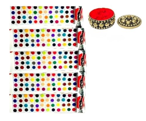 KULIA® Runde Bindi Tattoos Aufkleber Damen Tikka 6 Pakete Rund Bindi-Brautaccessoires für den täglichen Gebrauch Bindi-Aufkleber Kristallstein-Bindi Bollywood-Party-Bindi Modeschmuck Gesichtsschmuck von KULIA
