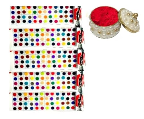 KULIA® Runde Bindi Tattoos Aufkleber Stirn Tikka 6 Pakete Runde Bindi Brautaccessoires Bindi-Aufkleber für den täglichen Gebrauch Kristallstein Bindi Bollywood Party Bindi Modeschmuck Gesichtsschmuck von KULIA