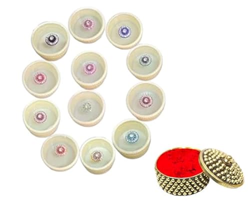 KULIA® Runde Punkte Bindi Damen Tikka Tattoos Aufkleber Mehrfarbiges Damen Bindi Stirn Tikka Hochzeits Bindi 12 Stück Kleine Box Runde Punkte Bollywood Party Mix Größe Modeschmuck Gesichtsjuwelen von KULIA