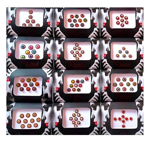 KULIA® Bindi für Frauen runde Punkte Tattoo-Aufkleber indische Gesichtsedelsteine Tikka für die Stirn mehrere Bindi-Punkte Aufkleber Bollywood-Party handgefertigtes indisches Bindi 10er-Pack Tattoo von KULIA