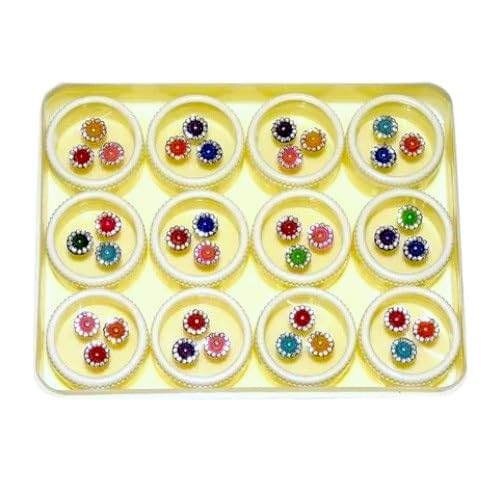 KULIA® Runde Punkte Kristall Bindi Tattoo Aufkleber Stirn Tikka Nagelkunst Frauen Bindi Braut-Accessoires Mix Größe Stein Bindi Modeschmuck Hochzeit Tikka Multicolor Designer Bindi Gesichtsjuwelen von KULIA