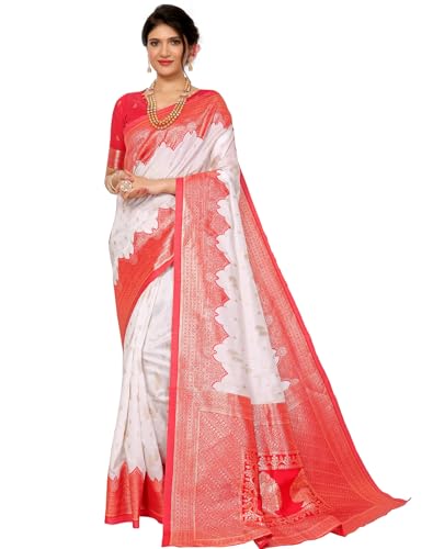 KULIA® Indischer Sari mit ungesäumtem Blusenteil, Banarasi-Sari für Damen von KULIA