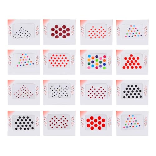 KULIA® Schwarze Bindi Runde Punkte Tattoos Aufkleber Damen Stirn Bindi Gesichtsjuwelen 12 Pakete Indische Bindi Brautaccessoires Täglicher Gebrauch Bindi Aufkleber Mix Bindi Bollywood Party Bindi von KULIA