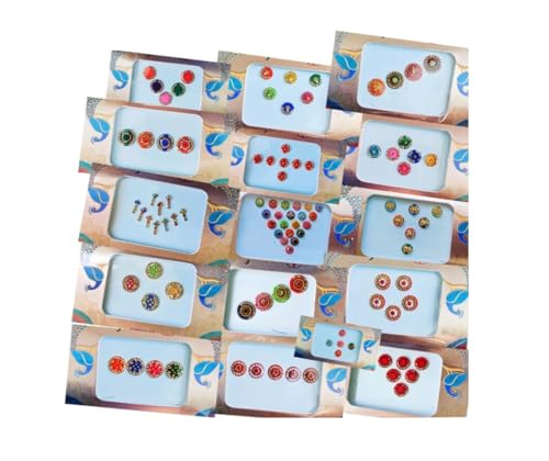 KULIA® indisches Bindi-Tattoo-Aufkleber Stirn-Tikka für Frauen Gesichtsschmuck 15 Pakete rundes Bindi Brautaccessoires Bindi-Aufkleber aus Kristallsteinen für den täglichen Gebrauch Bindi von KULIA