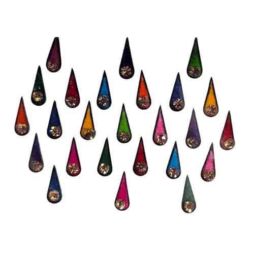 KULIA® mehrfarbiges Bindi Tattoo-Aufkleber Stirn-Tikka Gesichtsschmuck 10er-Pack gemischte Größe indisches Bindi Braut-Accessoires Damen-Bindi Kristallstein-Bindi Bollywood-Party Modeschmuck von KULIA