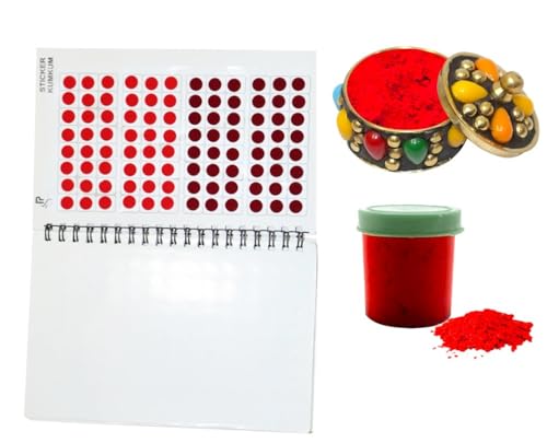 KULIA® runde Bindi-Gesichtsedelsteine Tattoo-Aufkleber für Frauen Hochzeits-Bindi Gesichtsedelsteinaufkleber mehrere Bindi-Punkte-Aufkleber Bollywood-Party handgefertigte Kumkum-Box Hochzeit von KULIA