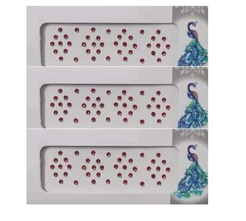 KULIA® runde Punkte kastanienbraunes Bindi Stirn-Tikka Tattoo-Aufkleber runde Punkte Gesichtsschmuck Damen Bindi 6 Pakete ethnisches Tikka Bollywood-Party gemischte Größen Bindi Tikka von KULIA