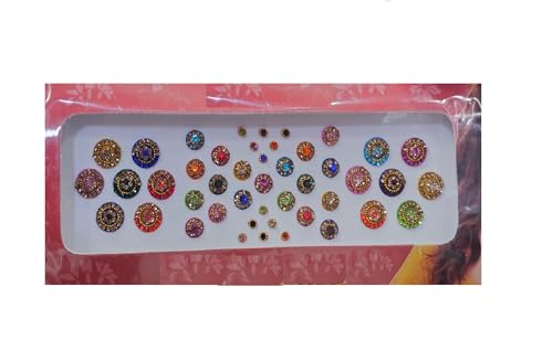 KULIA® rundes Bindi Stirn-Tikka Tattoo-Aufkleber für Frauen Tikka-Bindi runde Tattoo-Aufkleber Braut-Tikka Bollywood-Aufkleber Party gemischte Größen indisches Bindi Modeschmuck Gesichtsschmuck von KULIA
