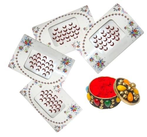 KULIA®6 Pakete kastanienbraunes Bindi Tattoo-Aufkleber Gesichtsschmuck Bollywood-Partykleidung Stirnaufkleber Bindi Modeschmuck Tattoo-Aufkleber Tikka indisches ethnisches Frauen-Bindi von KULIA