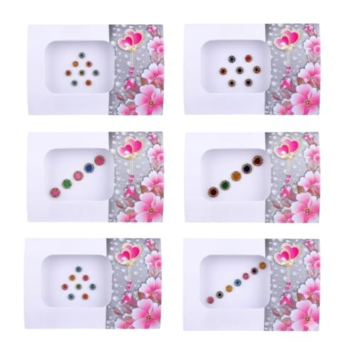 KULIA Kristallstein-Bindi-Stirnaufkleber für Damen-Tattoos rundes Bindi-Set mehrere Punkte Stirn Hochzeit Tikka Bindi für die Braut Gesichtsschmuck verschiedene Größen indische Tikka-Bindi 6er-Pack von KULIA