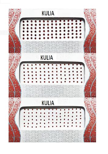 KULIA Rote Bindi für Damen Tattoo-Aufkleber runde Punkte Stirn Hochzeit Tikka-Bindi für die Braut Gesichtsschmuck verschiedene Größen indische Tikka-Bindi-Stein-Set mit 6 Packungen. von KULIA