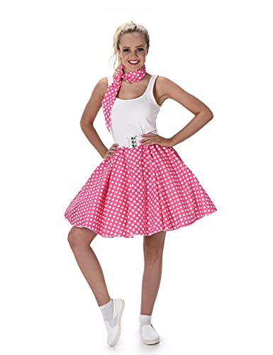 KULTFAKTOR GmbH 50er-Jahre Rockabilly Petticoat-Rock mit Halstuch pink-Weiss M von KULTFAKTOR GmbH