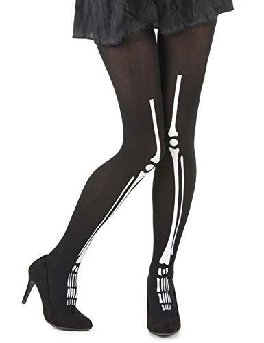 KULTFAKTOR GmbH Skelett Knochen Strumpfhose schwarz-weiß M/L von KULTFAKTOR GmbH