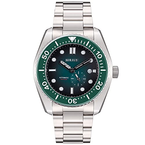 KULUZE Ocean Series 300 m Titan-Uhrenarmband, automatische Sportuhr für Herren, mit Heliumventil, Keramik, drehbare Lünette, Saphirglas, Profi-Taucher-Mechaniker-Uhren, Farbverlauf grün, von KULUZE