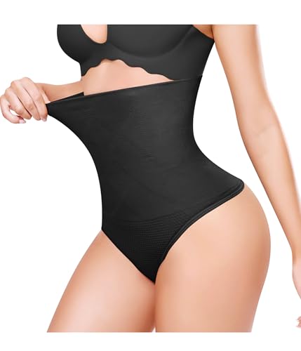KUMAYES Bauchweg Unterhose Damen Hohe Taille Nahtlos Shapewear Stark Formend Body Shaper Miederslips Tanga Unterwäsche (M-L,Schwarz) von KUMAYES