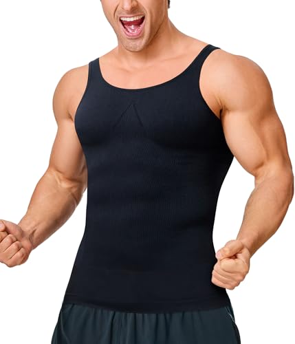 KUMAYES Kompressionsshirt Herren Unterhemden Shapewear Bauchweg Unterhemd Ärmellos Body Shaper Herren Männer Korsett Tank Top von KUMAYES