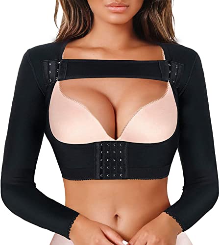 KUMAYES Damen Arm Former Oberarme Schlanker Shaper Figurformende Shapewear Post Chirurgisch Kompression Korsett Top (L, Schwarz) von KUMAYES