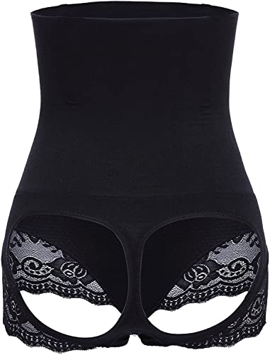 KUMAYES Damen Butt Lifter Kolben-Heber Höschen Unterwäsche Miederslip Damen Mieder String figurenformend mit Bauch Weg Taillenslip Slip (XL-XXL, Schwarz) von KUMAYES