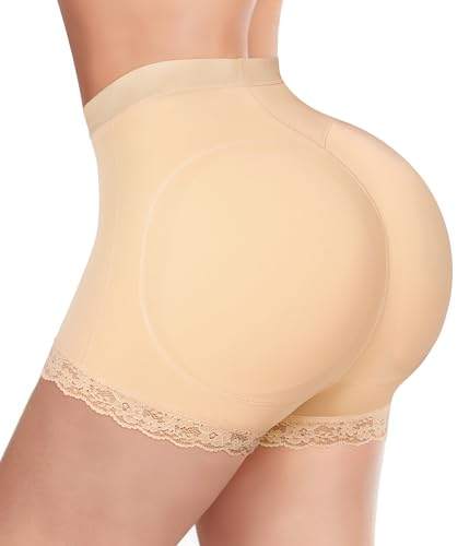 KUMAYES Damen Figurenformend Unterhose Miederhose Butt Lifter Gepolsterter Unterhose Po Push Up Bauchweg Bauchkontrolle (DE/NL/SE/PL, Alphanumerisch, 3XL, Regular, Regular, Beige) von KUMAYES