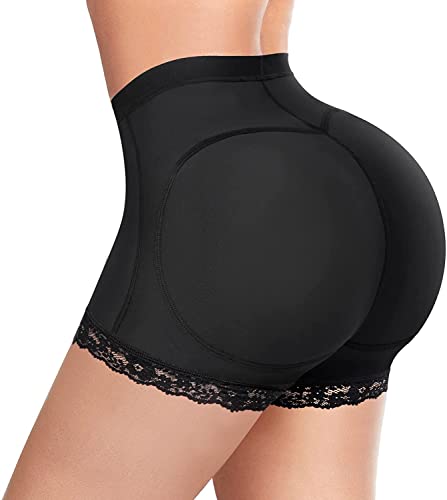 KUMAYES Damen Figurenformend Unterhose Miederhose Butt Lifter Gepolsterter Unterhose Po Push Up Bauchweg Bauchkontrolle Höschen Hüft Enhancer Miederslips (Schwarz, L) von KUMAYES