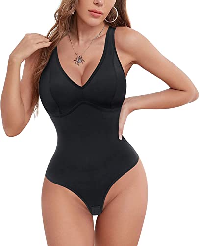 KUMAYES Damen Shapewear BH Body Bauchweg Miederbody Mit Bügel Shape Body Damen Figurformender Shapewear Nahtlos Bodysuit Shapewear Damen Body Bauch Weg (M, Schwarz) von KUMAYES