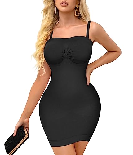 KUMAYES Damen Shapewear Bodysuit Figurenformend mit Verstellbarer Schultergurt Tummy Control (nero, 3XL-4XL) von KUMAYES