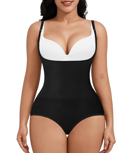 KUMAYES Damen Shapewear Formender U-Kragen Nahtlose Body Shaper Taillenformer Bauchweg Shaping Bodysuit (schwarz, 3XL-4XL) von KUMAYES