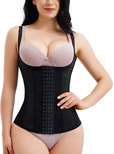 KUMAYES Damen Unterbrust Korsett Figurformende Körperformer Mieder Bauchweg Body Shape Tank-Top Verstellbar Oberteil Shapewear (Schwarz, 3XL) von KUMAYES