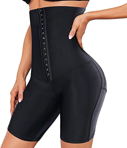 KUMAYES Hohe Taille Shapewear Damen PO Push up Bauchweg Unterhose Figurenformend Miederpants Miederhose Shapewear Mit Bein Shapewear Hohe Taille Body Shaper (L, Schwarz) von KUMAYES