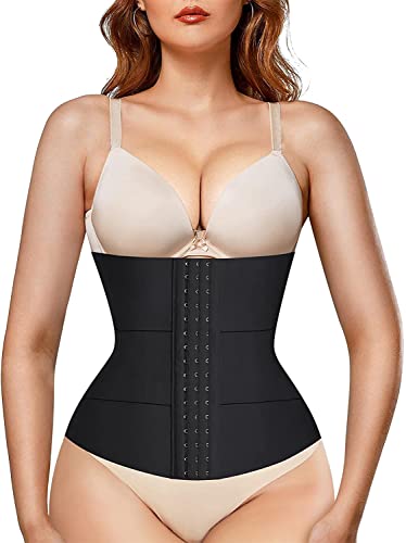 KUMAYES Korsett Damen Waist Trainer Unterbrust Korsage Bauch Weg Body Shaper Taillenformer bauchweg mieder stark formend Shapewear (3XL, Schwarz) von KUMAYES