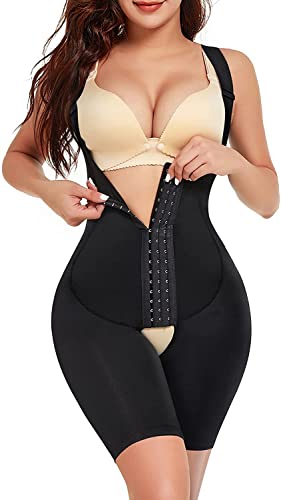 KUMAYES Shapewear Damen Bauchweg Body Shaper Abnehmen Taillenformer Figurformender Bodysuit mit Haken Unterwäsche (Schwarz, 3XL) von KUMAYES