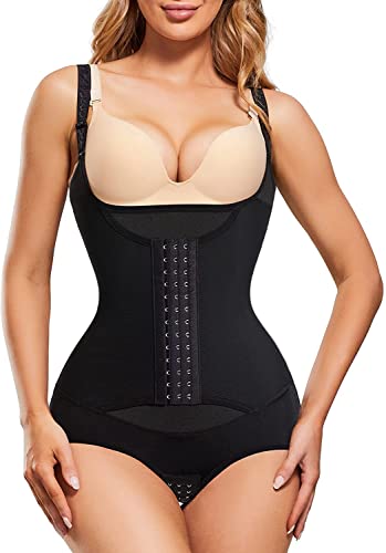 KUMAYES Shapewear Damen Bauchweg Fajas Colombianas Body Shaper Taillenformer Figurformender Shaping Bodysuit (3XL, Schwarz) von KUMAYES