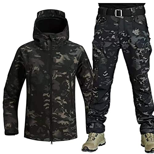 KUMIAO Wasserdichte Camouflage Militär Uniform - Herren Taktische Jacke und Hose Set, Soft Shell Anzug für Armee Kampf Kleidung von KUMIAO